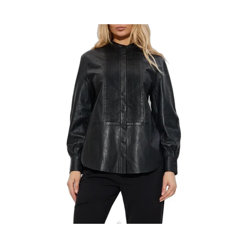 Sara Pleated Leather Shirt
