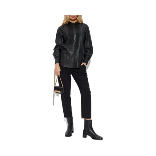 Sara Pleated Leather Shirt