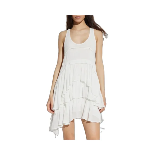 Ruffled Asymmetric Mini Dress