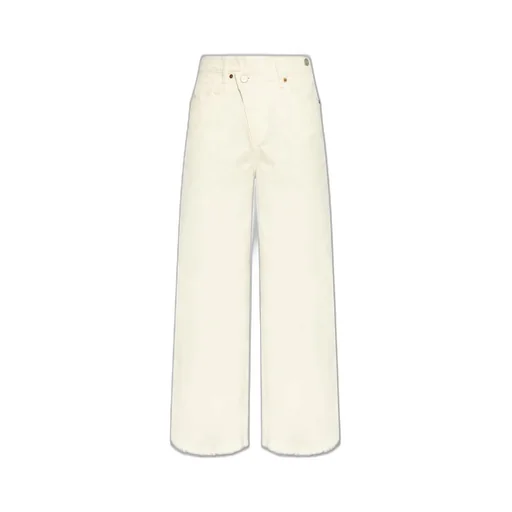 Wide Leg Frayed Hem Jeans