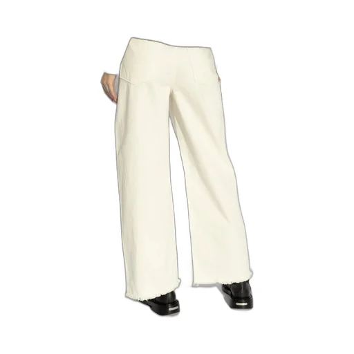 Wide Leg Frayed Hem Jeans