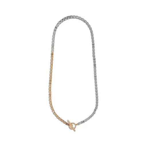 Dual Tone Box Chain Necklace
