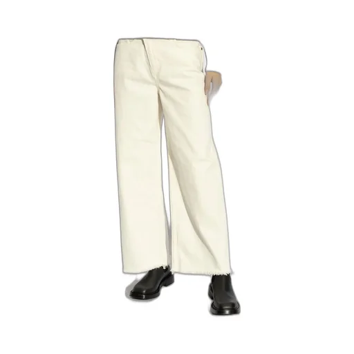 Wide Leg Frayed Hem Jeans