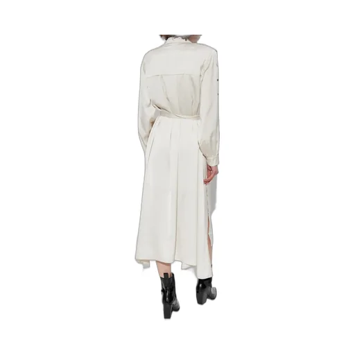 Belted Button-Detail Midi Dress