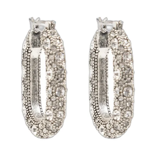 Crystal Embellished Hoop Earrings