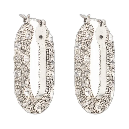 Crystal Embellished Hoop Earrings