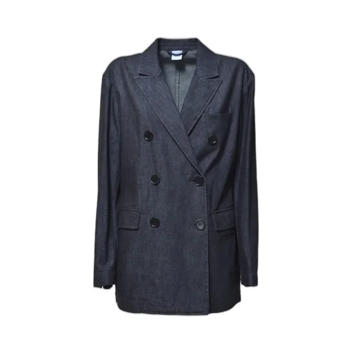 Double-Breasted Long Sleeved Denim Blazer