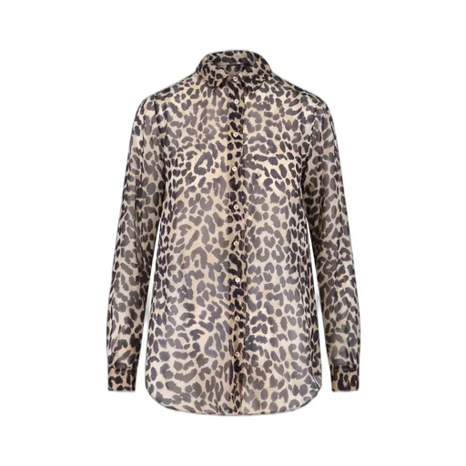 Leopard-Printed Long-Sleeved Button-Up Shirt