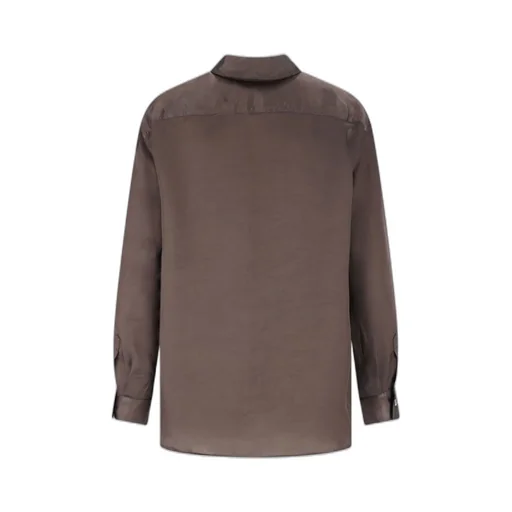 Long-Sleeved Curved Hem Shirt
