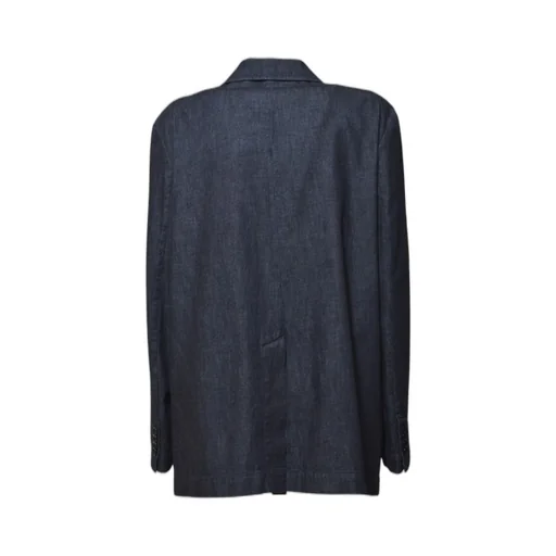 Double-Breasted Long Sleeved Denim Blazer