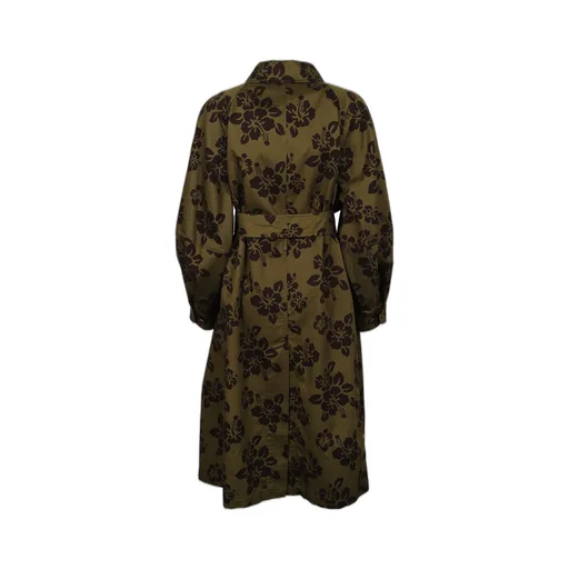 Hibiscus Printed Belted Trench Coat
