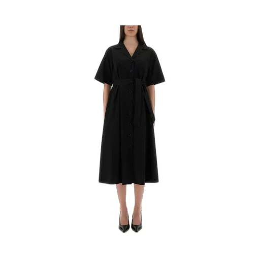 V-Neck Belted Dress