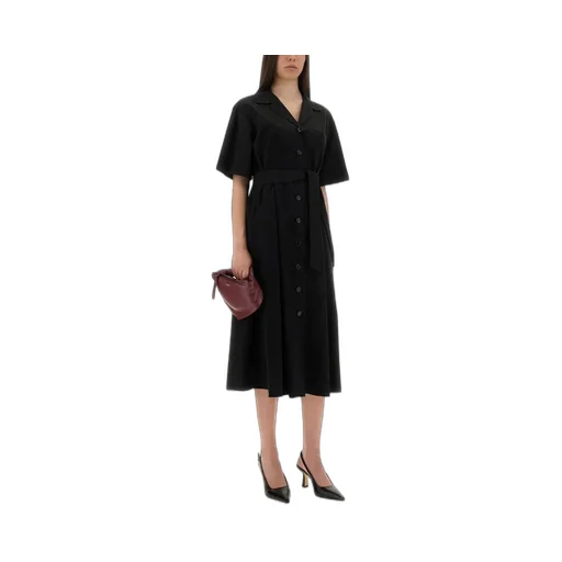 V-Neck Belted Dress
