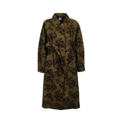 Hibiscus Printed Belted Trench Coat