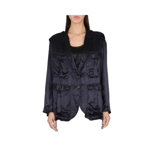 High-Shine Finish Single-Breasted Blazer