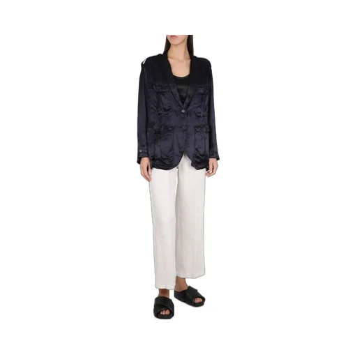 High-Shine Finish Single-Breasted Blazer