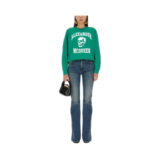 Varsity Skull Printed Crewneck Sweatshirt