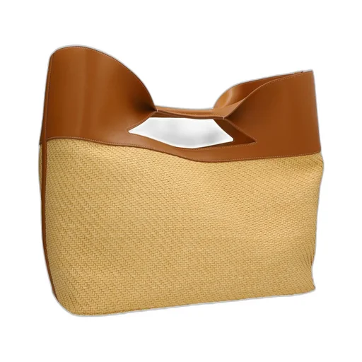 Logo Printed Panelled Tote Bag