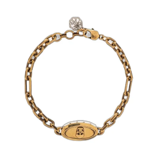 Skull Charm Cuban-Link Chain Bracelet