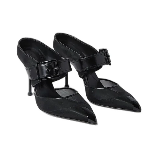 Punk Buckle Heeled Mules