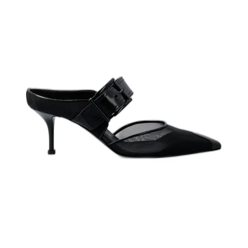 Punk Buckle Pointed-Toe Mules