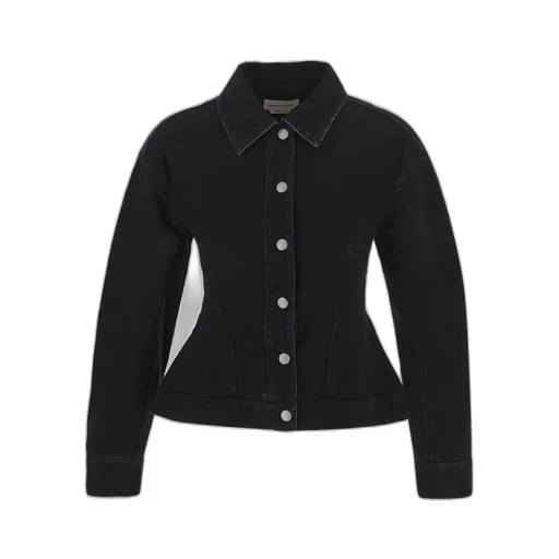Button Up Peplum Denim Jacket