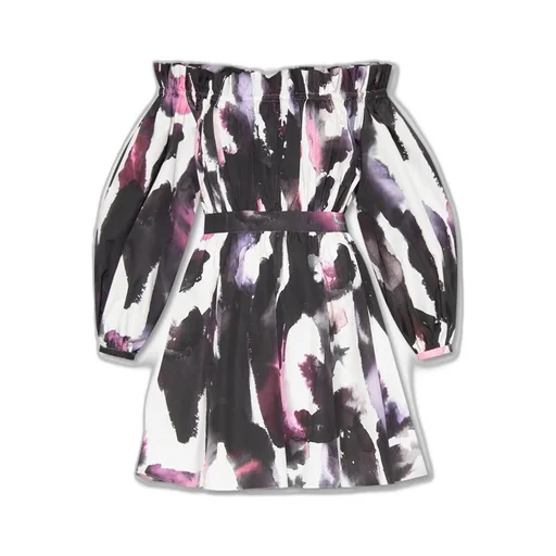 Logo Pattern Off-Shoulder Dress