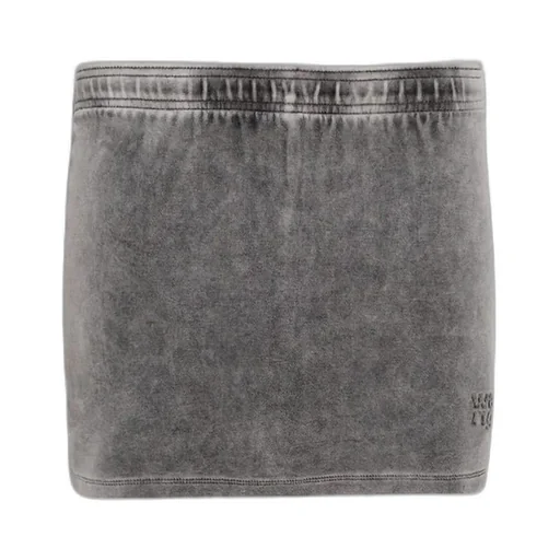 Mid-Rise Denim Mini Skorts
