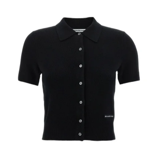 Logo Patch Knitted Polo Cardigan