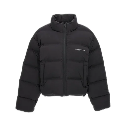 Logo Printed Zip-Up Puffer Jacket