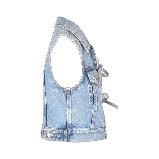 Tie Detailed Denim Gilet