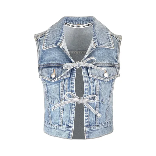 Tie Detailed Denim Gilet