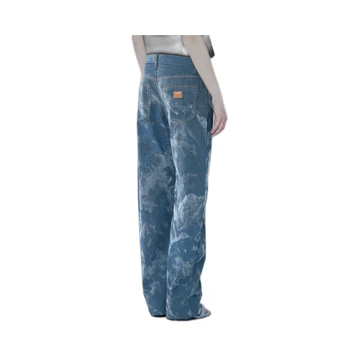 Low-Rise Flocked Jeans