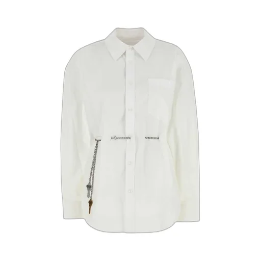 Chain Belt Collared Long-Sleeve Shirt