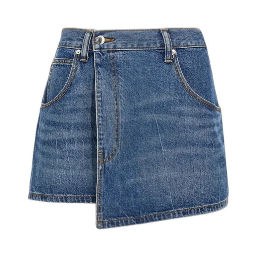 Distressed Denim Wrap Skirt