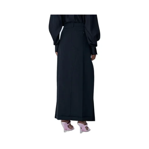 Mid Rise Tailored Maxi Skirt