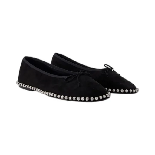 Crystal Chain Trim Ballet Flats
