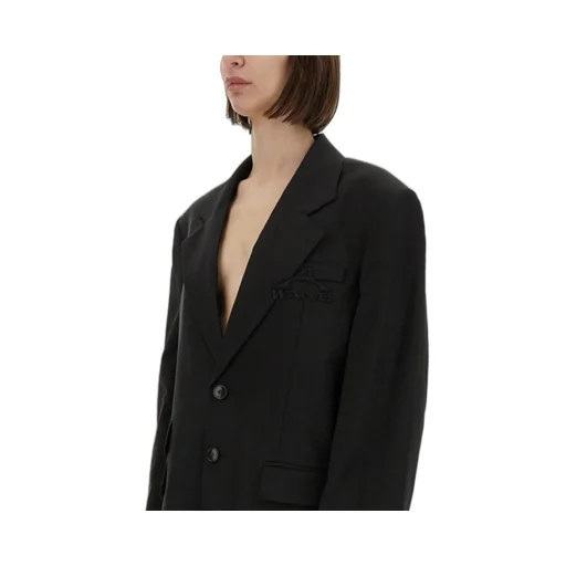 Oversized Logo Embroidered Blazer