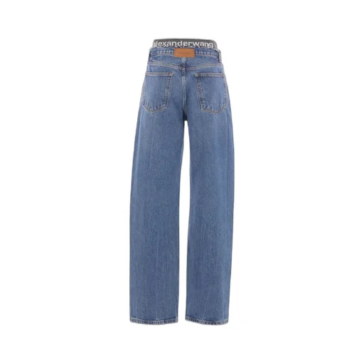 Logo-Waistband Layered Jeans