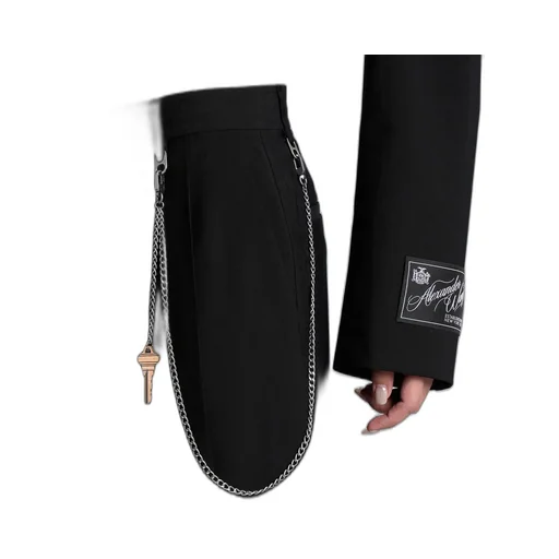 Pleated Key-Chain Wide-Leg Trousers