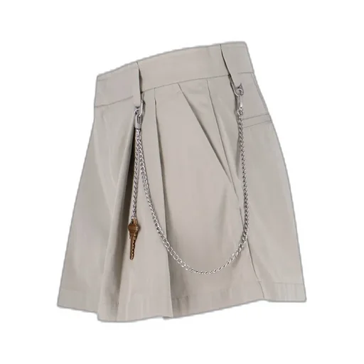 Chain-Detailed Pleated Shorts