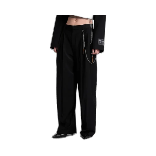 Pleated Key-Chain Wide-Leg Trousers