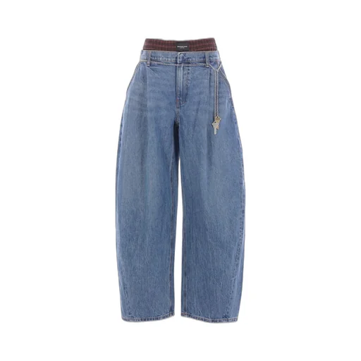 Oversized Chain Detailed Pleated Jeans