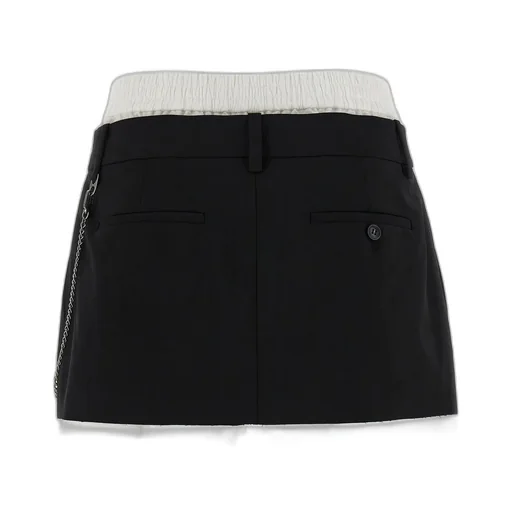 Double-Pleated Raw-Cut Hem Skirt