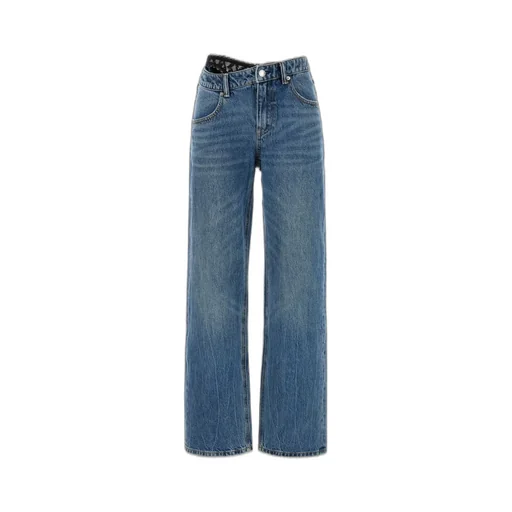 Asymmetrical Lace-Detailed Jeans