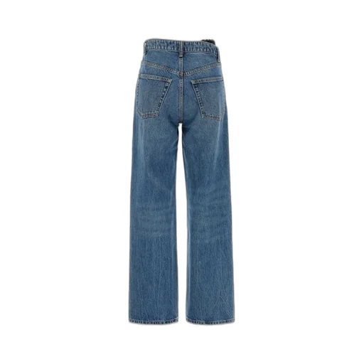 Asymmetrical Lace-Detailed Jeans