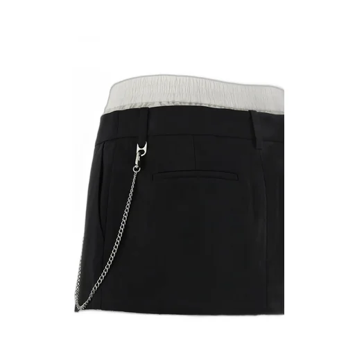 Double-Pleated Raw-Cut Hem Skirt