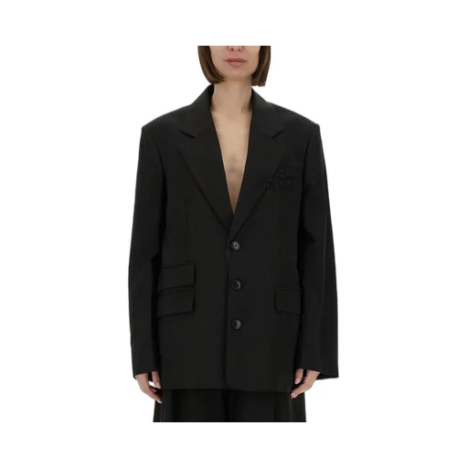 Oversized Logo Embroidered Blazer