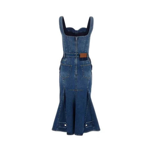Kickback Sleeveless Denim Midi Dress
