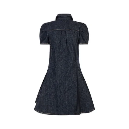 Pinched Shoulder Denim Mini Dress